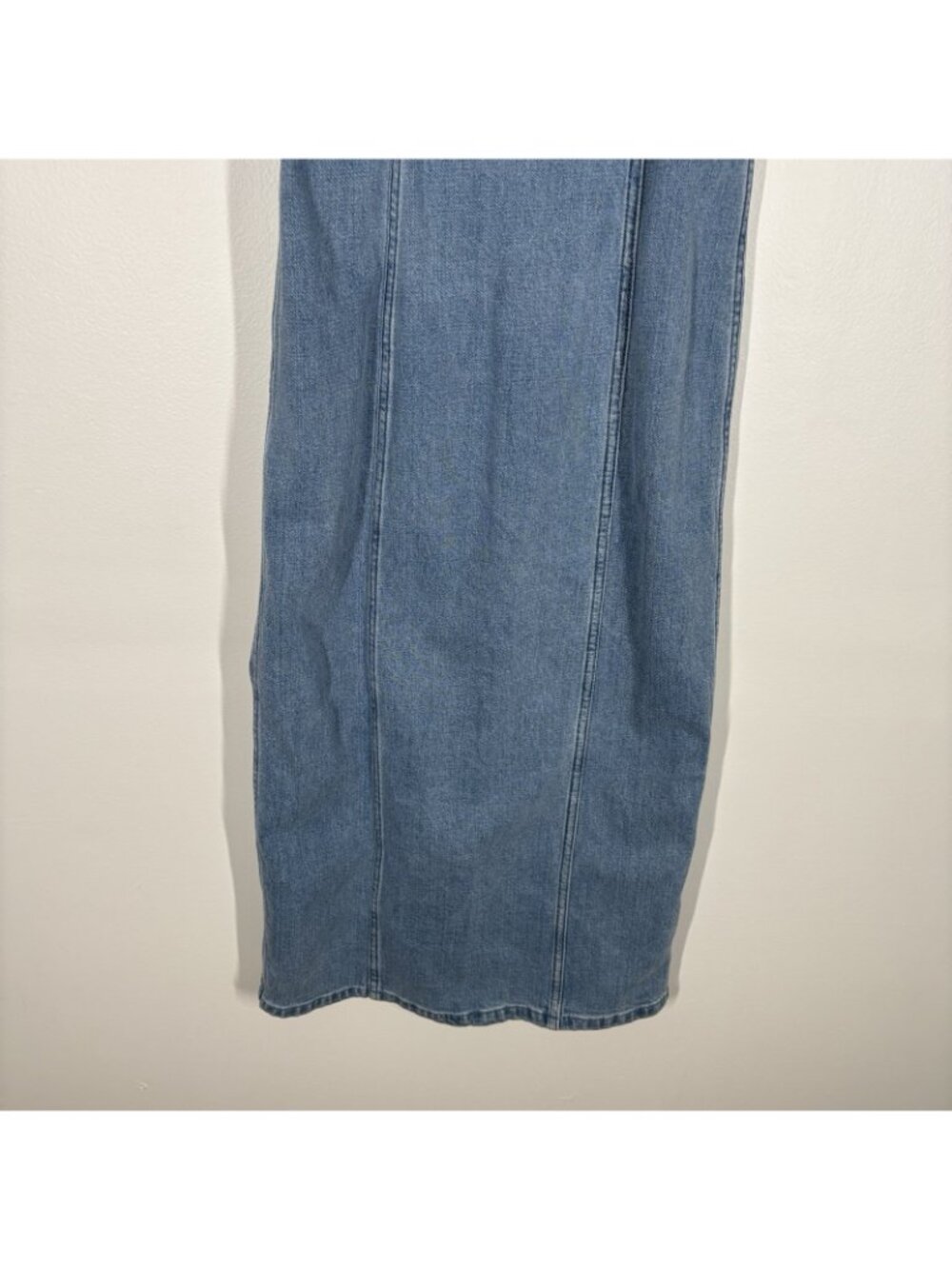Abercrombie & Fitch XS Blue Denim Sleeveless Square Neck Column Midi Dress NWT - Picture 3 of 13